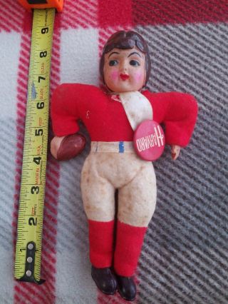 Vintage Antique Harvard College Mascot Football Doll With Pin Ivy League
