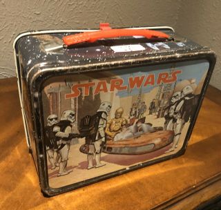 Star Wars Lunch Box W/ Thermos 1st Edition With " Star Band " Rare Vintage 1977