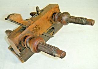 Antique Ohio Tool Co Wood Plow Plane Screw Arm Marked 95 2