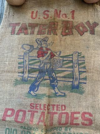Antique Tater Boy Monte Vista,  Co Potato 100 Lb Bag Sack Corn Seed Feed Sign