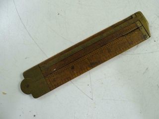 Vintage Lufkin Boxwood Folding Ruler Brass Expanding 12 " Long Antique Wood 372