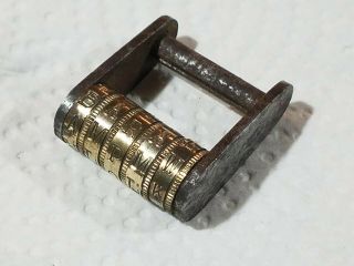 Vintage Antique Brass 5 Wheel Letter Combination Lock