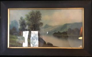 Antique Print Of A Peaceful Landscape Painting By Chambers,  Signed And Framed
