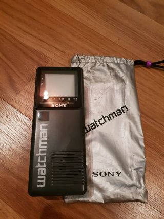 Sony Watchman Vintage Black And White Portable Tv Rare