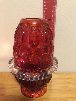 Vintage Rare 4 Piece 6” L E Smith Moon Stars Fairy Candle Lamp Red/amberina