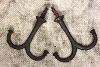 2 Coat Hooks Under Shelf Mug Hangers Farmhouse Old Vintage 1880’s Rustic 2 1/2 "