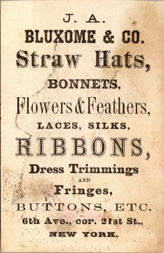 RARE - Bluxome & Co - Millinery Parlor - NY - STRAW HATS BONNETS 6TH YORK 2