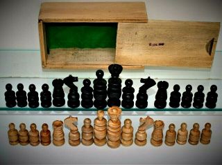 Rare vintage ' French Regency ' style Chess Set (K = 68 mm),  wood box. 2