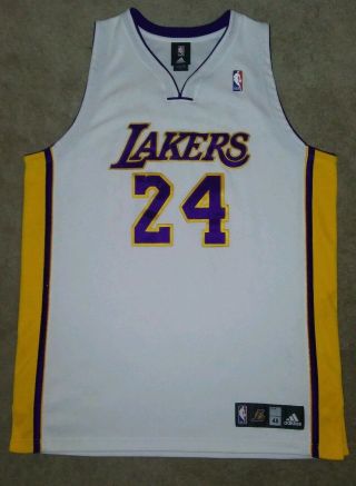Kobe Bryant Los Angeles Lakers Adidas Authentic Jersey Men White 48 Rare