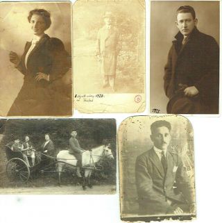 Judaica 5 Antique Photos Of Jewish People,  Wien,  Moravia,  1920s,  Pc Size,