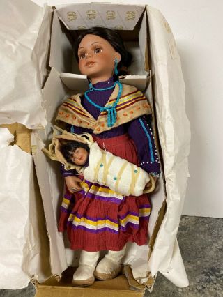Heritage Signature 17 " Native American Indian Enola Porcelain Doll W/ Baby