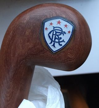 Rangers Fc Wooden Blackthorn Walking Stick With Crest Farthing Rare