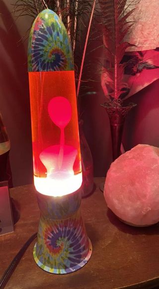 Vintage Lava Lite Lava Lamp Rare Tie Dye Base & Top Great Great Gift 17”