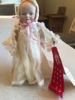 Vintage Bisque Robie Doll 8” Doll Artisan Guild Award Winner With Stand
