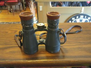 Vintage German Wwi Fernglas 08 Military Binocular With Strap Rare