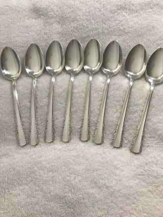 Holmes And Edwards Vintage Silverplate.  “may Queen” 8 Teaspoons.  Inlaid Silver