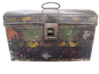 Antique 19th Century American Folk Art Tin Toleware Document Box