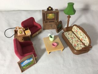 Calico Critters/sylvanian Families Living Room Furniture With Lighted Tv