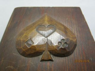 Unusual vintage wooden playing card box in the shape of a book 2