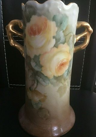 Antique C.  T.  Altwasser Silesia Hand Painted With Roses Porcelain Vase