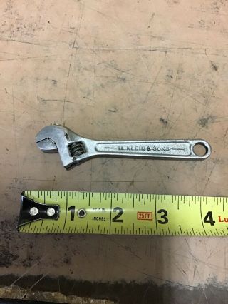 Vintage Rare M.  Klein & Sons 4 " Inch Mini Miniature Adjustable Wrench,  Tool,  500 - 4