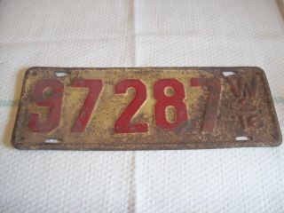 Antique 1916 Wisconsin License Plate.  97287
