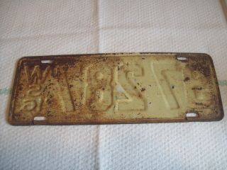 Antique 1916 Wisconsin License Plate.  97287 2