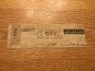 1832 Antique Maryland State Lottery Ticket Baltimore