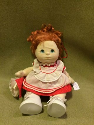 1985 Mattel My Child Doll Red Hair Blue Eyes Red Dress Book Diaper Vintage