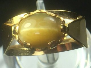 Charming Hand Crafted 21kyg Natural Rare Chrysoberyl Cat Eye Ring Sz 7.  25.  4.  4gm