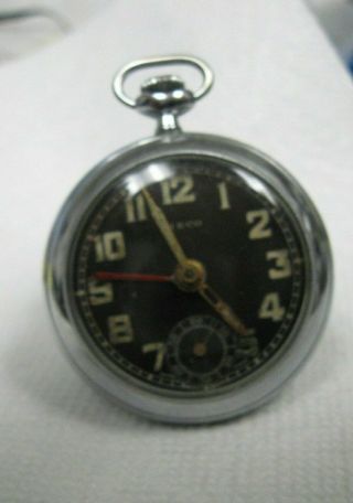 Vintage Heco Swiss Alarm Pocket Watch 7 Jewels Good