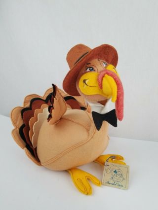 Vintage 1991 Annalee Dolls Large Thanksgiving Turkey W/ Pilgrim Hat