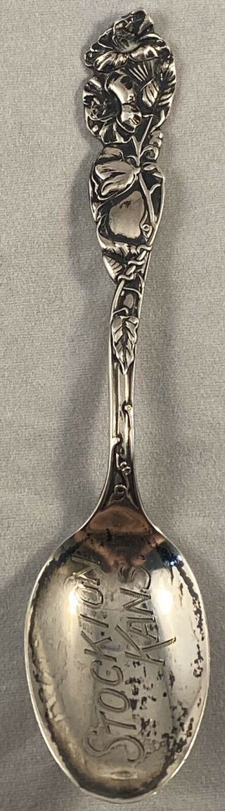 F Co 925/1000 Sterling Silver Stockton Kansas Vintage Souvenir Spoon