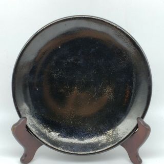 Vintage Japanese Studio Art Pottery Tenmoku Plate Mingei