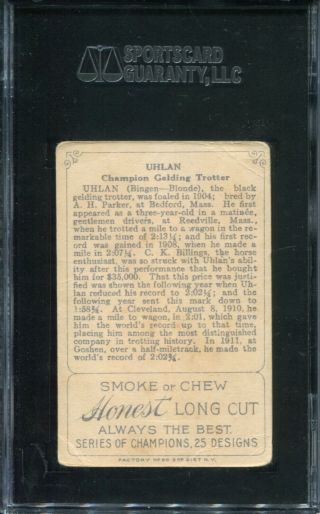 1912 T227 Honest Long Cut UHLAN (Horse Racing) SGC 20 FAIR 1.  5 VERY RARE 2