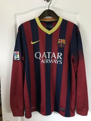 Barcelona Vtg Football Shirt Soccer Jersey Large L Nike Long Sleeves Rare