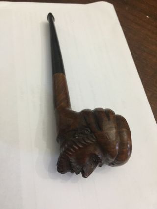 Quality Rare Antique Or Vintage Carved Wooden Head Pipe From Spain