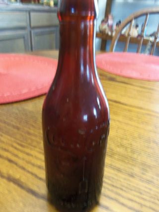 Antique Amber Coca Cola 6 1/2 Oz.  Bottle Raised Letters 2 Arrow Knoxville Tenn