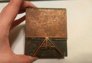 Vintage Letterpress Printing Block The United States In 1830 Map Heavy