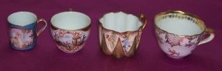 Vintage European Porcelain 4 Cups Austria,  Dresden & Limoges