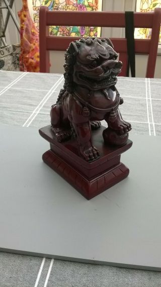Vintage Chinese Red Resin Foo Dog Collectable Feng Shui Lion