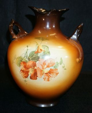 Rare Warwick Ioga Antique China 2 - Handle Hand Painted Small Top Opening Vase
