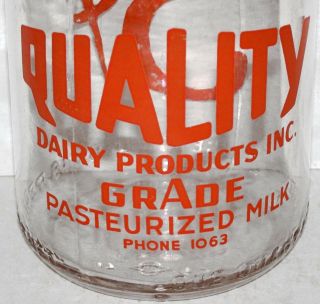 Vintage milk bottle QUALITY DAIRY PRODUCTS 3 cent pyro Lynchburg Virginia Rare 2
