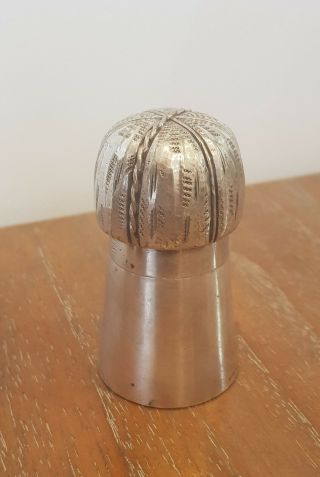 Rare Antique German Silver Plated Novelty Champagne Cork Pepper Grinder,  C1920