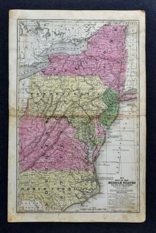 1839 Mitchell Map York Pennsylvania Virginia Jersey Maryland Delaware Usa