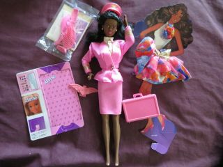 Vintage 1989 Superstar Aa Black Flight Time Black Barbie Doll Gift Set Loose Nr