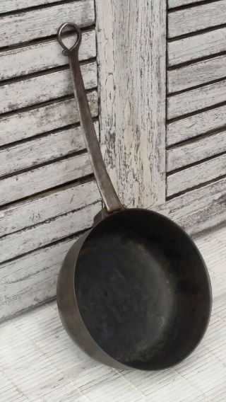 Antique Vintage French Cast Iron Cooking Saucepan With Long Handle Rustic Pan