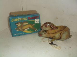 Rare Chein Tin Windup Toy Early 1930 jumping Rabbit w/ box and key 2