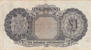 1 POUND FINE BANKNOTE FROM BRITISH COLONY OF BAHAMAS 1953 PICK - 15d RARE 2