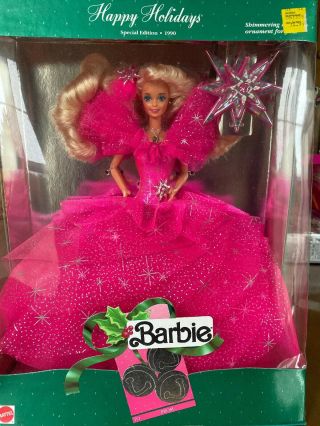 Happy Holidays Barbie 1990,  Special Edition,  Vintage,  Mib Pink Christmas